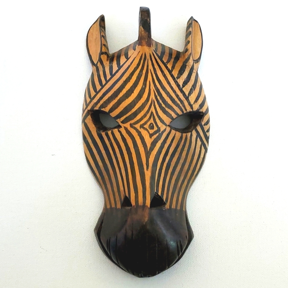 Handcrafted Kenyan Zebra Wall Wood Mask